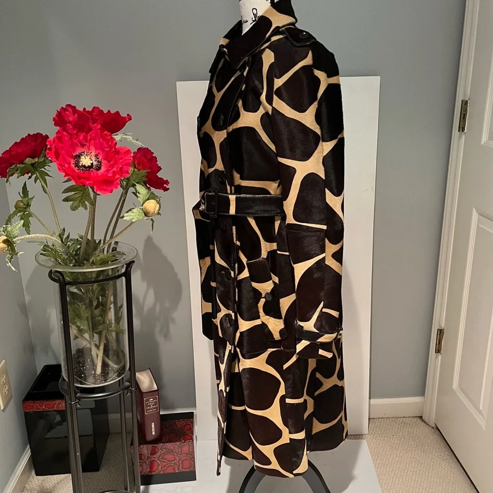 HOLD - Buberry Prorsum Giraffe Calf Hair Trench Coat, RARE, HTF Sz IT48, US6/8 - Picture 9 of 16